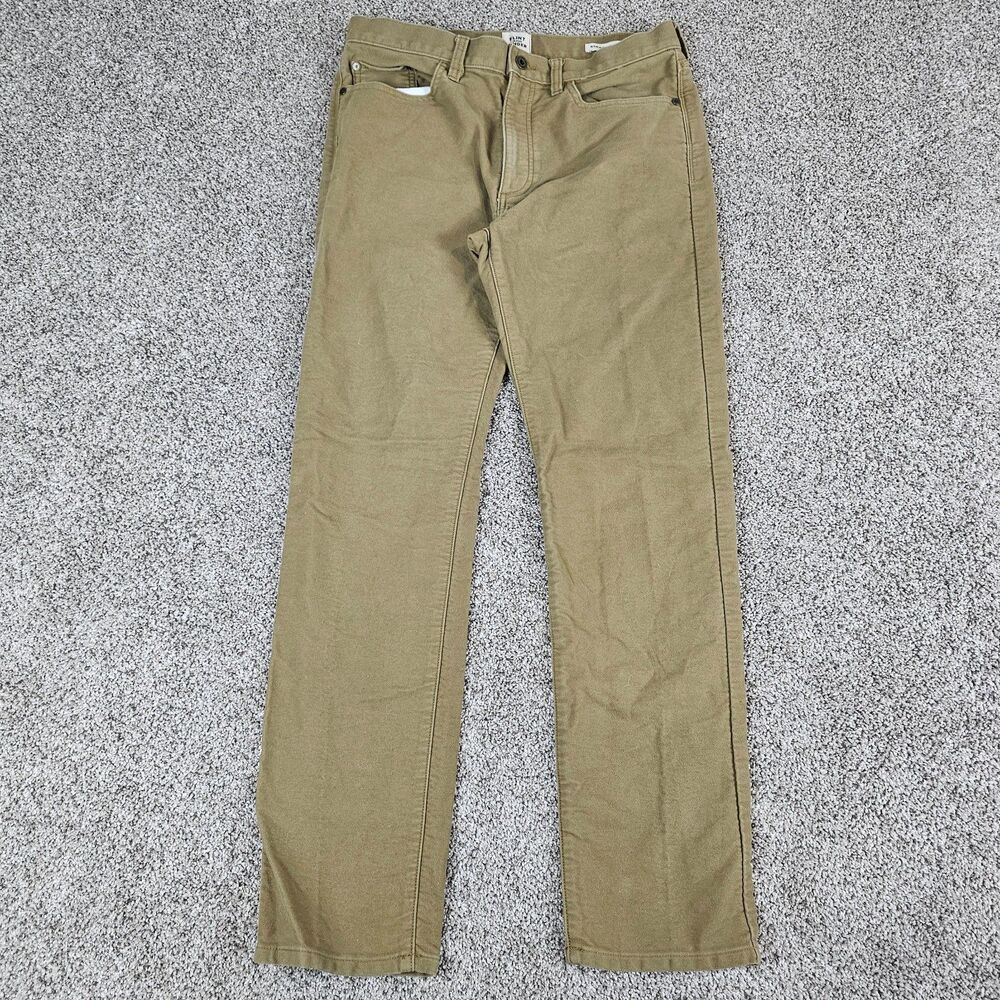 Flint & Tinder Pants Mens 32x30 Beige Regular Straight Chino Organic 5 Pocket